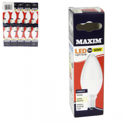 MAXIM LED CANDLE BULB COOL WHITE SES 7.5W=60WX10