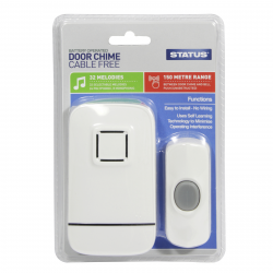 STATUS DOOR CHIME CABLE FREE BATTERY OPERATED IN CLAM PACK