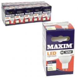 MAXIM LED GU10 COOL WHITE PEARL LIGHT BULB BC 5W-50W X10