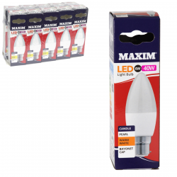 MAXIM LED WARM WHITE PEARL LIGHT BULB CANDLE BC 6W 40W 470 LUMEN X10