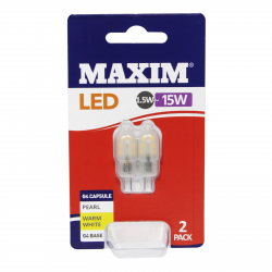MAXIM LED G4 CAPSULE WARM WHITE BULB 1.5W/10W 2 PACK