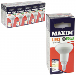 MAXIM LED COOL WHITE R50 PEARL LIGHT BULB SES 4W 30W X10