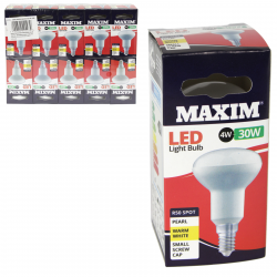 MAXIM LED R50 WARM WHITE PEARL LIGHT BULB SES 4W 30W X10