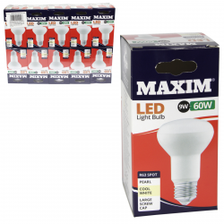 MAXIM LED R63 COOL WHITE PEARL LIGHT BULB ES 9W 60W X10