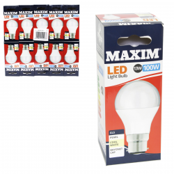 MAXIM LED GLS COOL WHITE PEARL LIGHT BULB BC 13W 100W X10