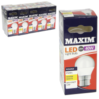 MAXIM LED ROUND WARM WHITE PEARL LIGHT BULB BC 6W 40W X10