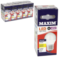 MAXIM LED ROUND WARM WHITE PEARL LIGHT BULB ES 5.5W 40W X10