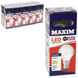 MAXIM LED ROUND COOL WHITE PEARL LIGHT BULB SES 6W 40W X10