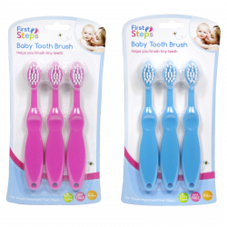 FIRST STEPS 3PK BABY TOOTHBRUSHES