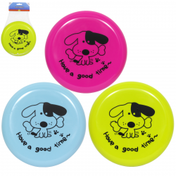WORLD OF PETS PLASTIC  FRISBEE TOY 20CM BLUE/PINK/GREEN