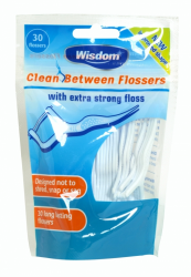 WISDOM CLEAN BETWEEN FLOSSERS 30PK X5