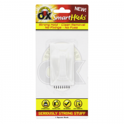 STRONG AS AN OX SMART HOOKS REMOVABLE HOOK WHITE SQUARE 1 PACK