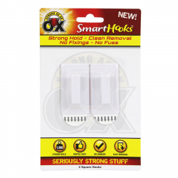 STRONG AS AN OX SMART HOOKS REMOVABLE HOOK WHITE SQUARE 2 PACK