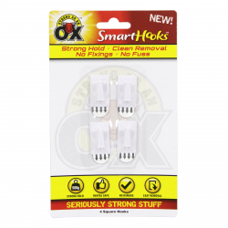 STRONG AS AN OX SMART HOOKS REMOVABLE HOOK WHITE SQUARE 4 PACK