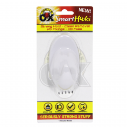 STRONG AS AN OX SMART HOOKS REMOVABLE HOOK WHITE OVAL 1 PACK
