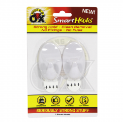 STRONG AS AN OX SMART HOOKS REMOVABLE HOOK WHITE OVAL 2 PACK