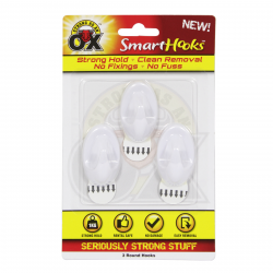 STRONG AS AN OX SMART HOOKS REMOVABLE HOOK WHITE OVAL 3 PACK