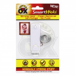STRONG AS AN OX SMART HOOKS REMOVABLE PICTURE HOOK WITH PICTURE WIRE 