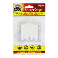 STRONG AS AN OX SMART HOOKS REMOVABLE HOOK+LOOP STRIPS 4 PACK SMALL