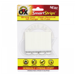STRONG AS AN OX SMART HOOKS REMOVABLE HOOK+LOOP STRIPS 4 PACK MEDIUM