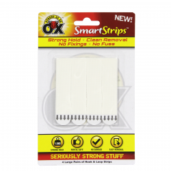 STRONG AS AN OX SMART HOOKS REMOVABLE HOOK+LOOP STRIPS 4 PACK LARGE