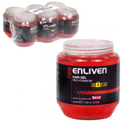 ENLIVEN HAIR GEL 500ML TUB FIRM RED X6