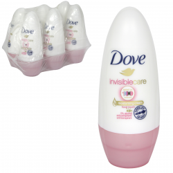 DOVE ROLL ON 50ML INVISIBLE CARE FLORAL TOUCH - WATER LILY & ROSE SCENT X6