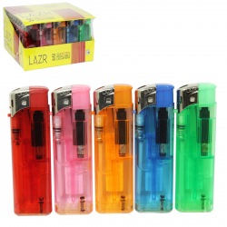 LAZR 50 ELECTRONIC REFILLABLE LIGHTERS CLEAR X50