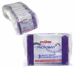 MICROBAN 3 HEAVY DUTY SCOURING PADS X10