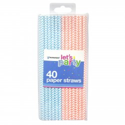 151 PAPER STRAWS 40PK ZIG ZAG PINK AND BLUE 