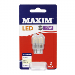 MAXIM G4 CAPSULE LED 1.5W-15W COOL WHITE LIGHT BULB 2 PACK