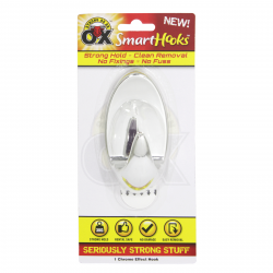 STRONG AS AN OX SMART HOOKS REMOVABLE HOOK CHROME OVAL 1 PACK
