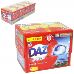 DAZ ALL-IN-1 PODS 12 WASH FOR WHITES+COLOURS PM £3.29 X 4