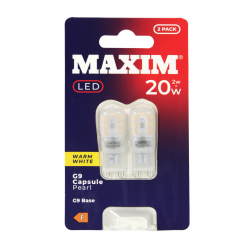 MAXIM LED G9 2W-20W WARM WHITE CAPSULE BULB 2 PACK