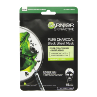 GARNIER TISSUE MASK PURE CHARCOAL+ALGAE PURIFYING+HYDRATING FOR ENLARGED PORES