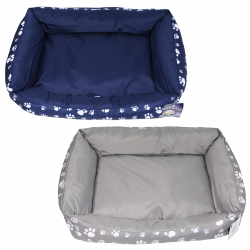 TORINO PAW PRINT PET BED RECTANGLE GREY OR BLUE 60CMX45CMX17CM