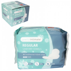 PRETTY INTIMATE REGULAR SANITARY TOWELS WITH WINGS 10'S X12