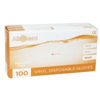 ALL-GUARD 100 CLEAR VINYL DISPOSABLE GLOVES POWDER FREE SMALL