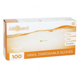 ALL GUARD 100 CLEAR VINYL DISPOSABLE GLOVES POWDER FREE X-LARGE