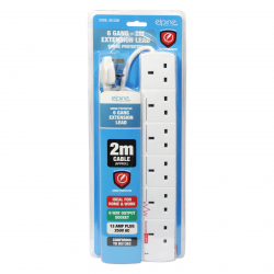 ELPINE EXTENSION LEAD SURGE PROTECTION 6WAY 13AMP 2 METER