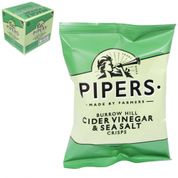 PIPERS CRISPS 40GM BURROW HILL CIDER VINEGAR X 24 * REDUCED * BBE 17.03.2024