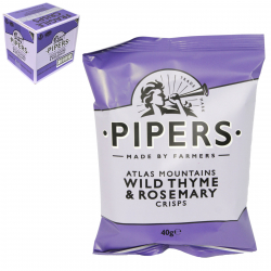 PIPERS CRISPS 40GM WILD THYME & ROSEMARY X 24 * REDUCED * BBE 12.03.24