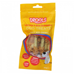 DROOLS CHICKEN & RICE DUMBELL DOG TREAT 60G