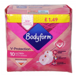 BODYFORM 10 ULTRA+WINGS NORM PM£1.49