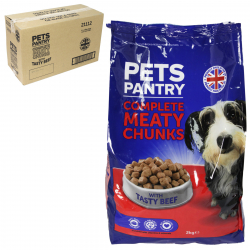 PETS PANTRY COMPLETE CHUNKS MINCE+BEEF 2KG X4